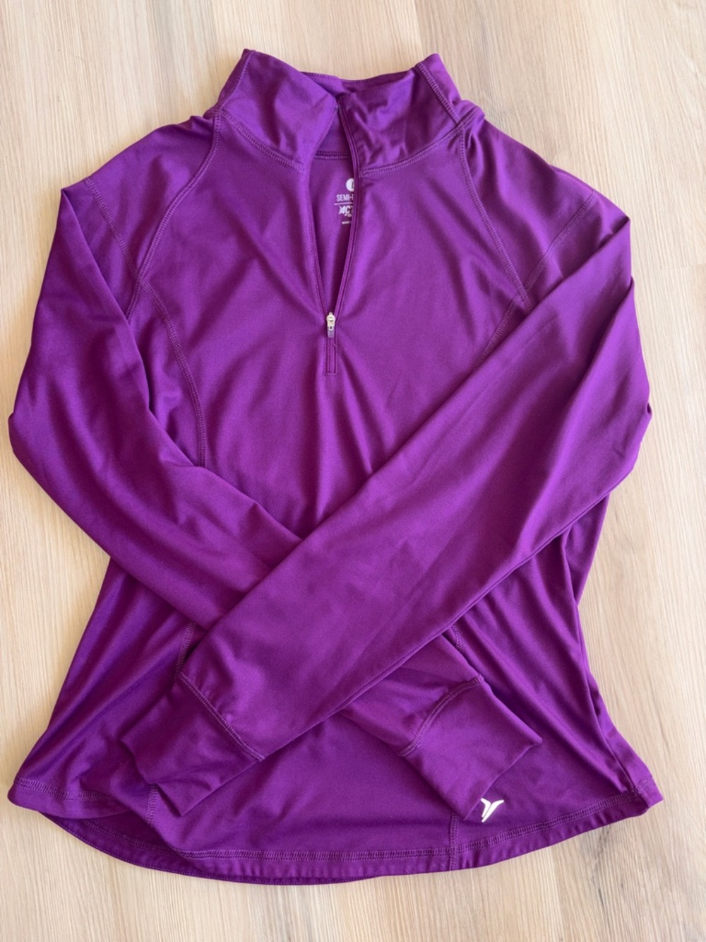 Old Navy - Women’s Purple Semi- Fitted Quarter-Zip Long Sleeve Athletic Top - L